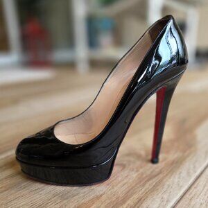 Christian Louboutin Bianca Black Patent Leather Platform Pump Eur. 38